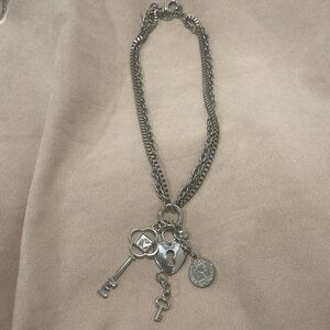 Lock and key charm necklace